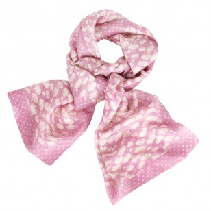 Foulard 100% seda "Jaipur" , estampada,tamaño 50 x 180 cms,fondo rosa claro